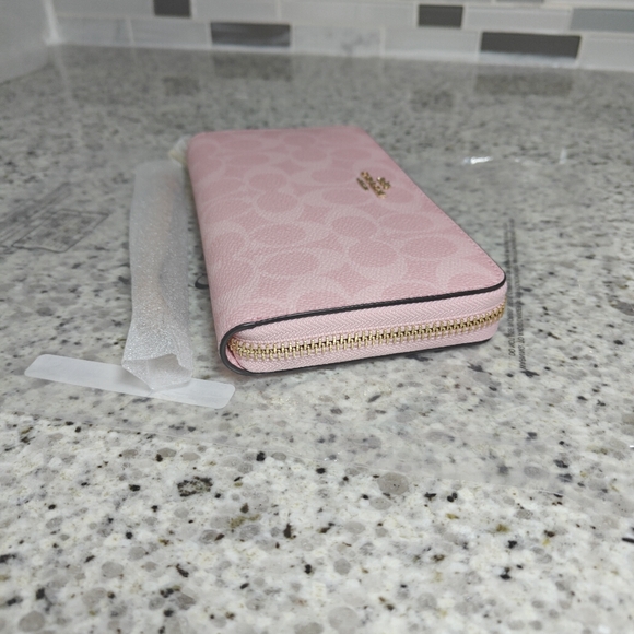 Coach Long Zip Around Wallet In Signature Canvas (Powder pink) - Picture 7 of 11